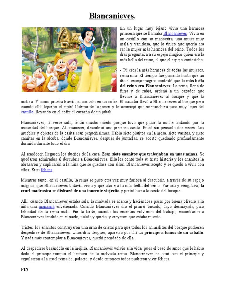 Historia completa de Blancanieves | PDF | Blanco como la nieve