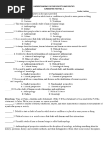 Understanding Culture Society and Politics Summative Test and Performance Task