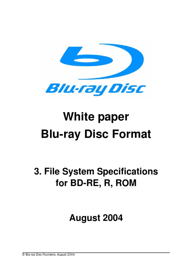 Bluray Disc Format File System Specification Blu Ray File System