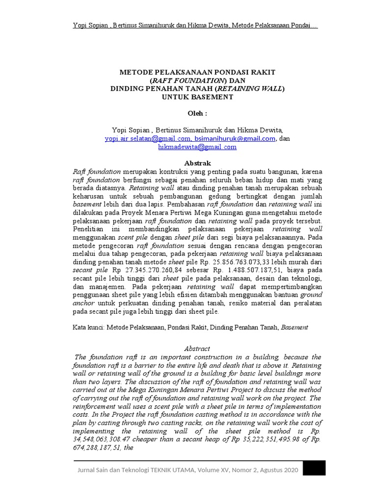 Metode Pondasi Rakit dan Retaining Wall | PDF | Sains & Matematika ...