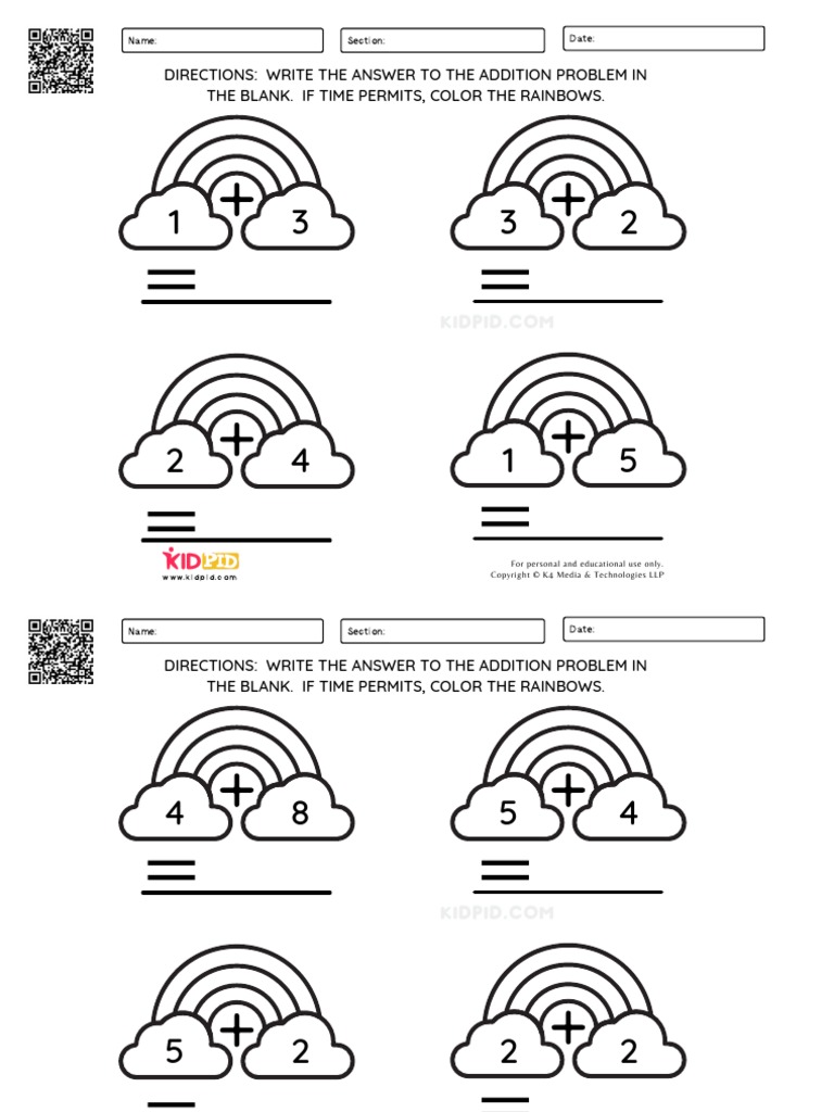 Addition Worksheet for Kids | PDF | Copyright Law | Law