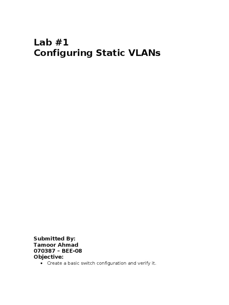 Configuring Static VLANs on Switches | PDF | Computer Networking ...