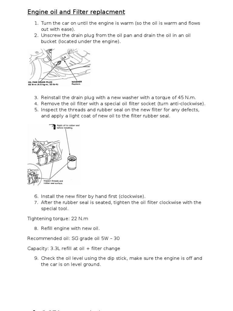 Engine Oil and Filter Replacment | PDF | Transmission (Mechanics ...