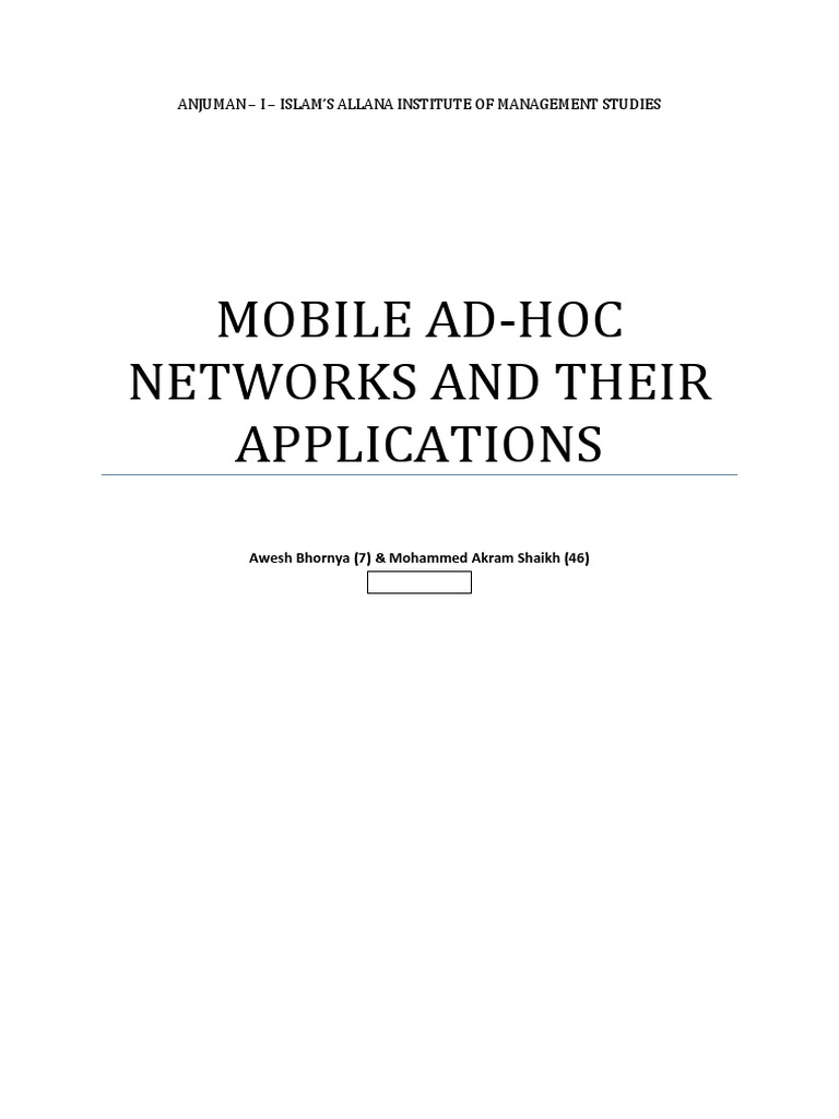 Mobile Ad Hoc Networks | PDF | Networks | Wireless Ad Hoc Network