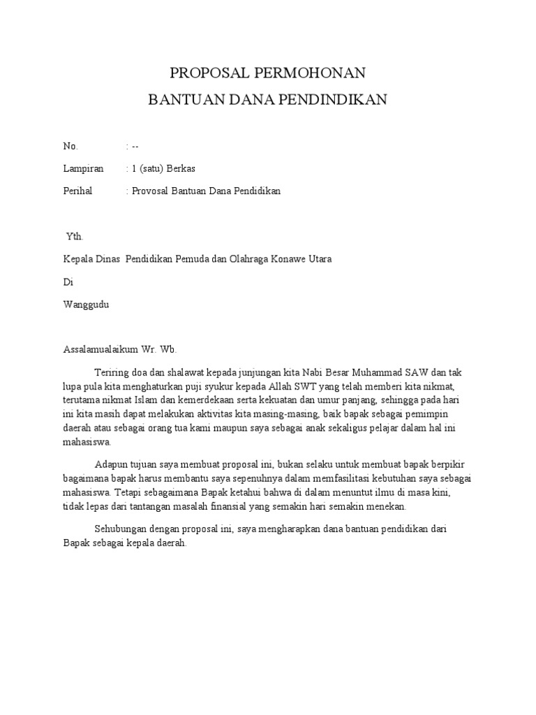 PROPOSAL BANTUAN DANA PENDIDIKAN
