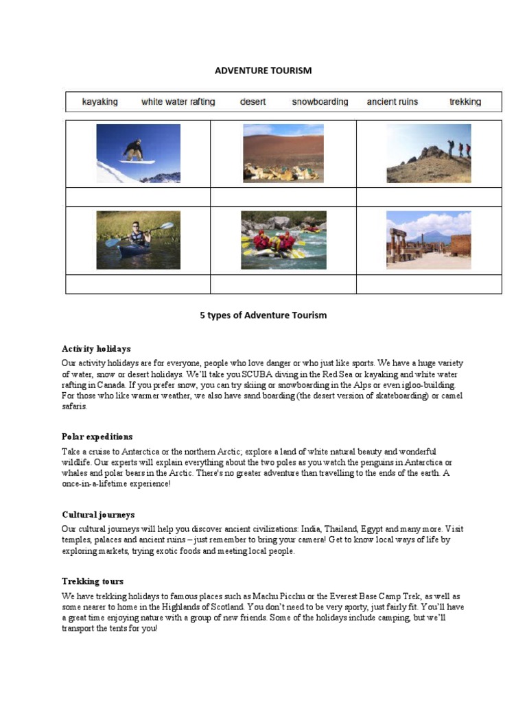 Adventure Tourism: Activity Holidays | PDF