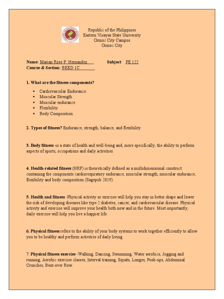 Components of Fitness Overview | PDF | Wellness