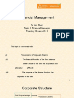 Financial Management: DR Yen Chen Topic 1: Financial Manager Reading: Brealey Ch.1