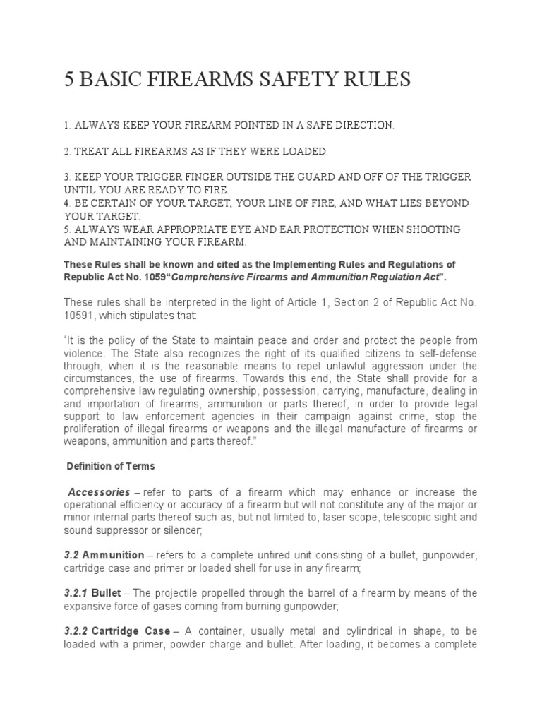 5 Basic Firearms Safety Rules PDF Cartridge (Firearms) Firearms