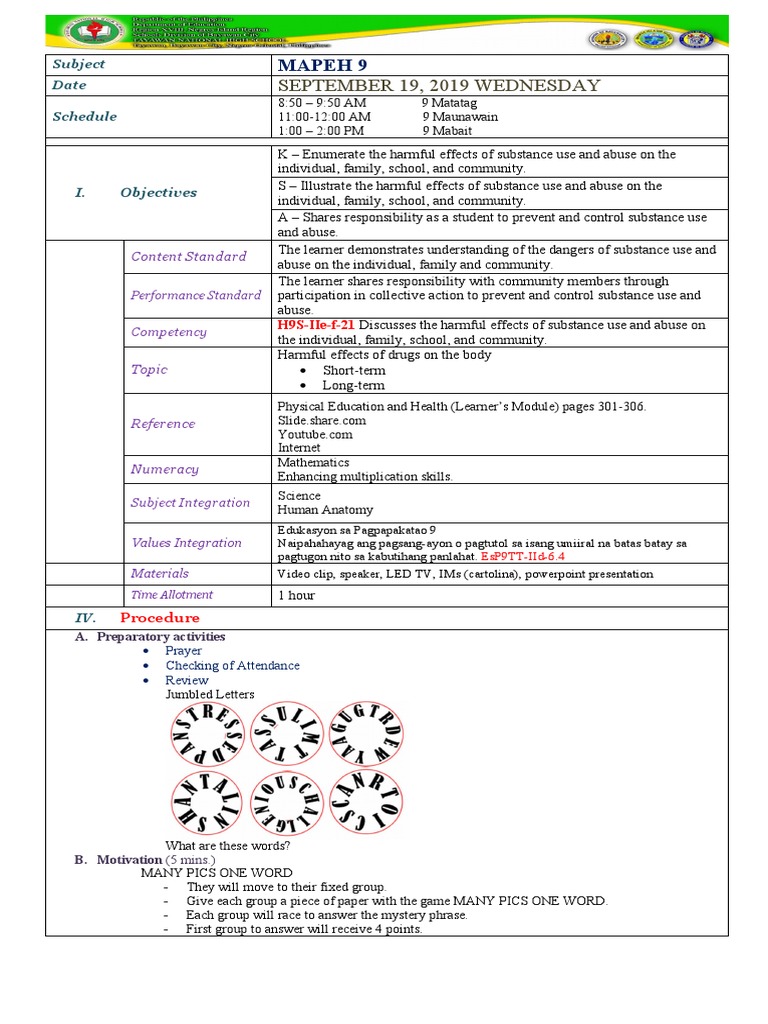 COT Lesson Plan Q2 PDF Substance Abuse Recreational Drug Use