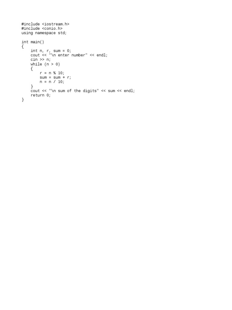 C++ Program: Sum of Digits Calculation | PDF | Teaching Methods ...