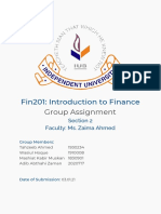 Fin201: Introduction To Finance: Group Assignment