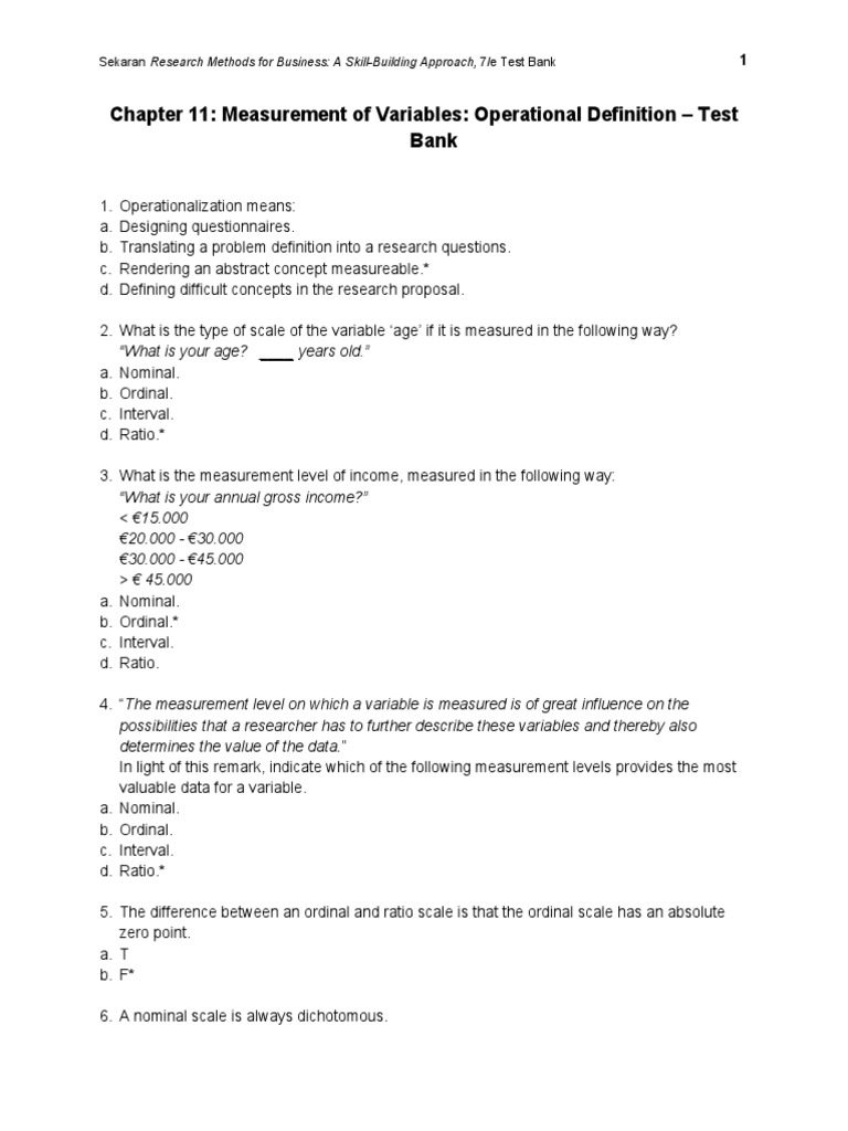 Chapter 3: Levels Of Measurement And Scaling