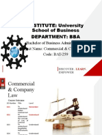 INSTITUTE: University School of Business Department: Bba