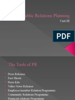 Public Relations Planning: Unit III