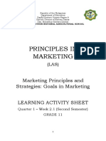 Marketing Principles and Strategies: Goals in Marketing Learning Activity Sheet