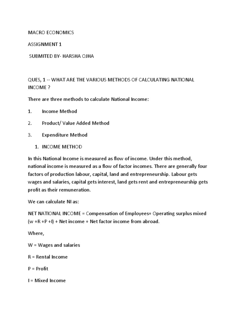 There Are Three Methods To Calculate National Income | PDF | Finance ...
