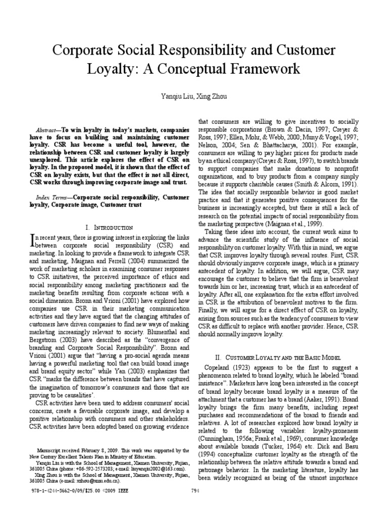 Corporate Social Responsibility and Customer | PDF | Corporate Social ...