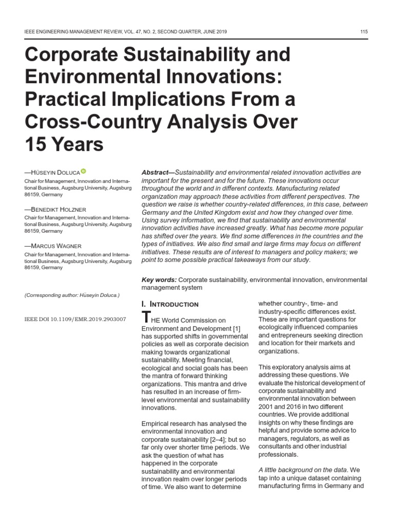 Corporate Sustainability and Environmental Innovations | PDF ...