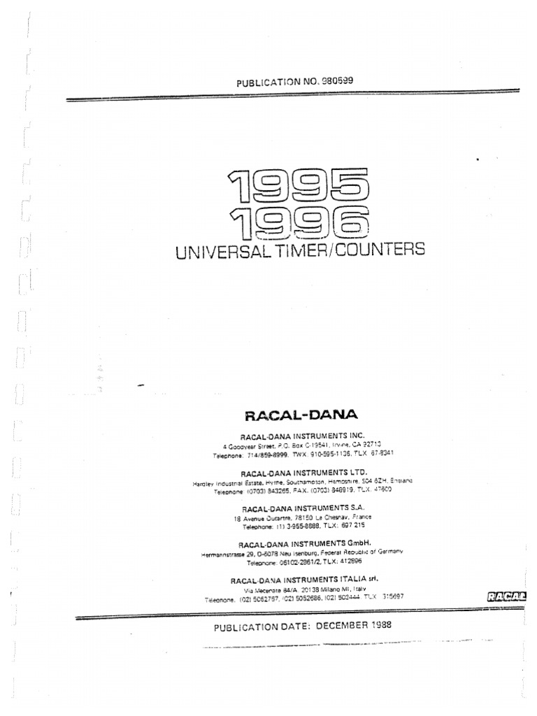 Racal Dana 1995 1996 Universal Timer Counter Operation and Service ...