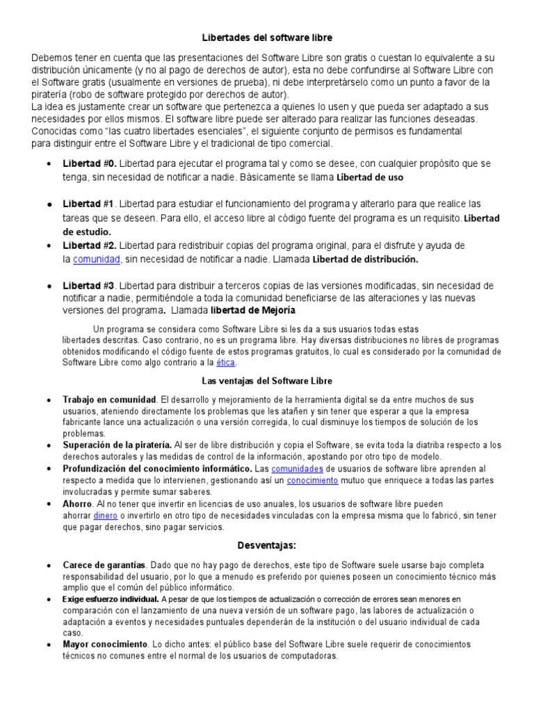 Libertades del Software Libre | PDF | Software libre | Programa de ...