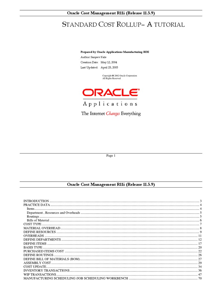 STD Rollup Tutorial PDF Cost Oracle Database