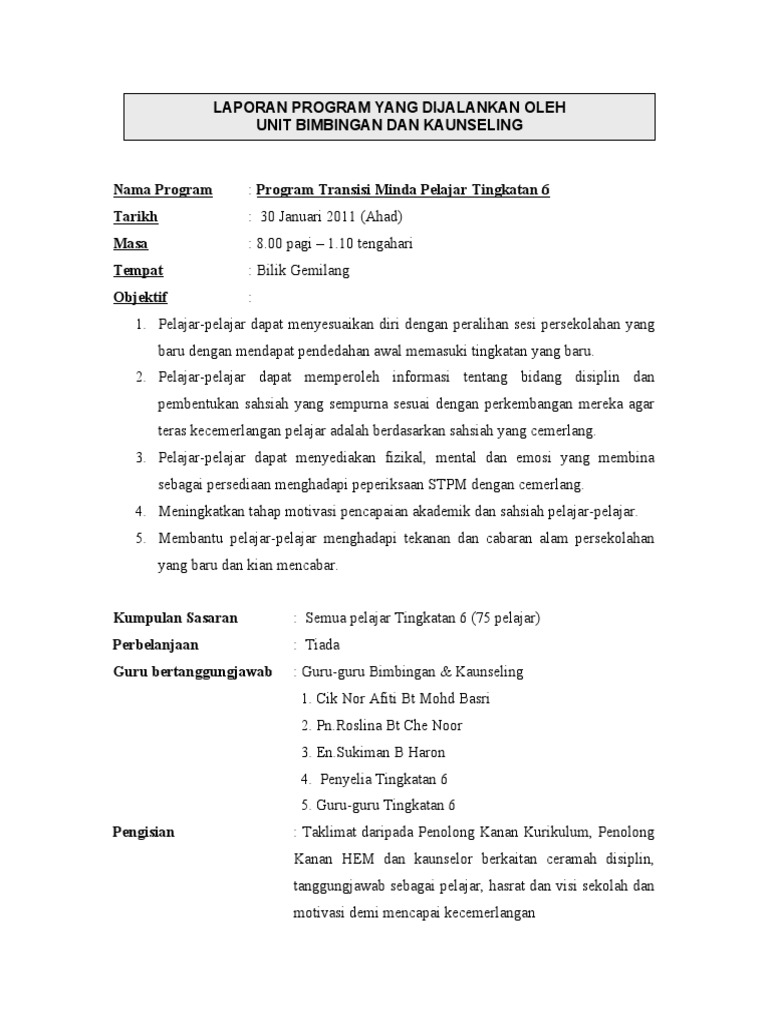 Contoh Karangan Laporan Format Stpm - 600 Tips