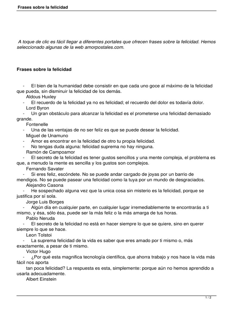 Frases Inspiradoras sobre la Felicidad | PDF | Felicidad