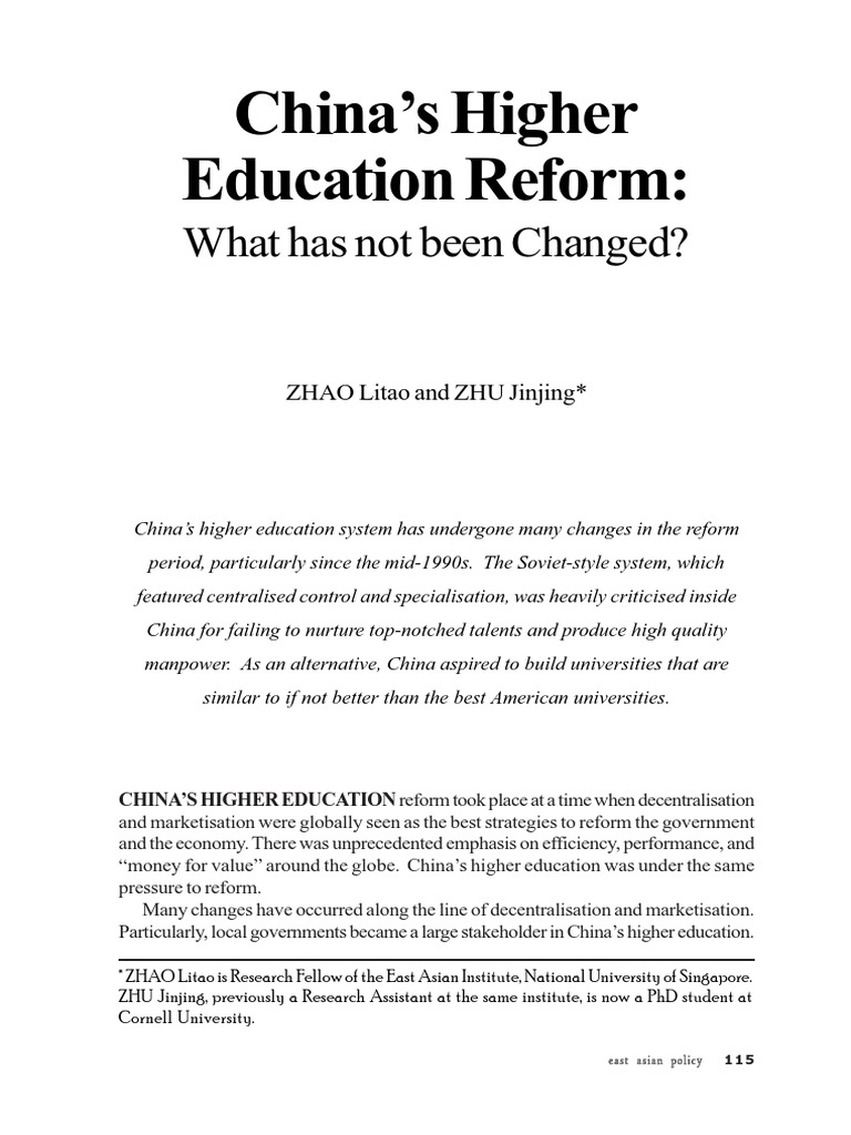 China’s Higher Education Reform Issues | PDF | China | World Politics