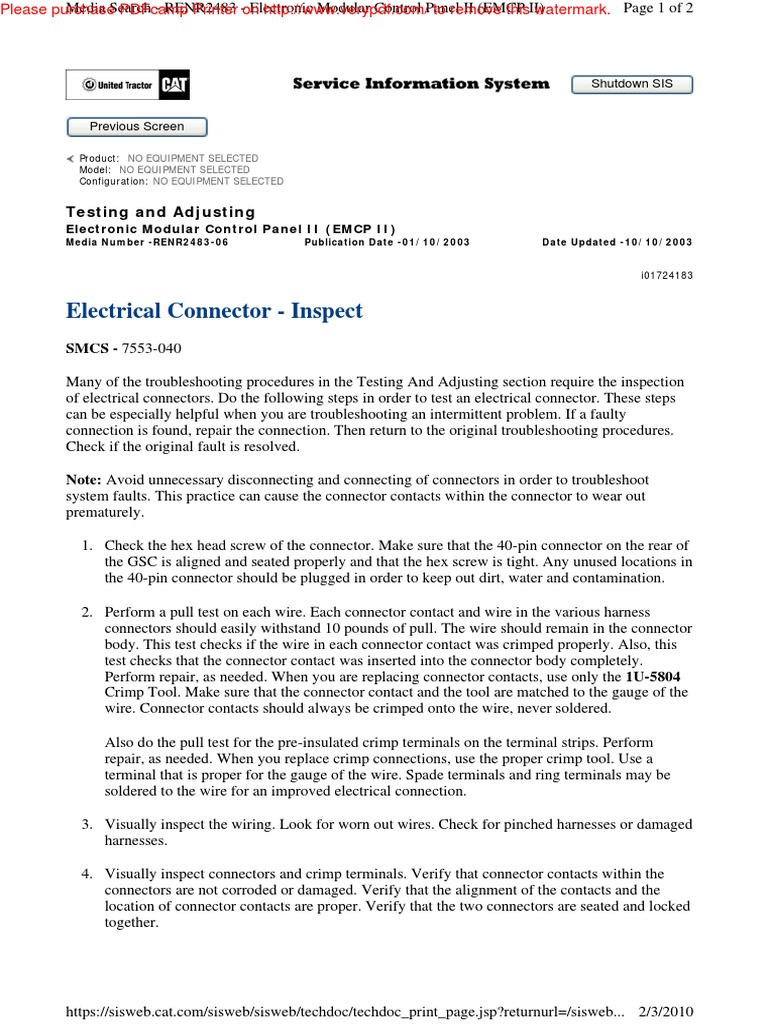 EMCP II Testing & Adjusting | PDF | Electrical Connector | Voltage