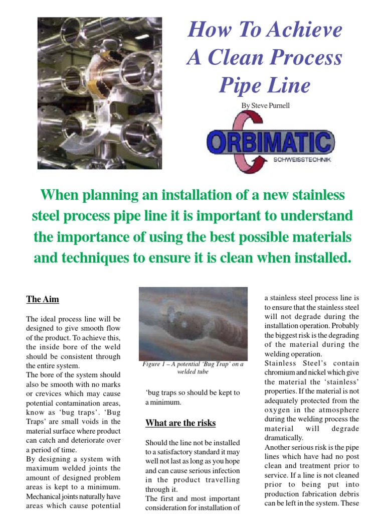 How To Achieve A Clean Process Pipe Line: The Aim | PDF | Welding ...