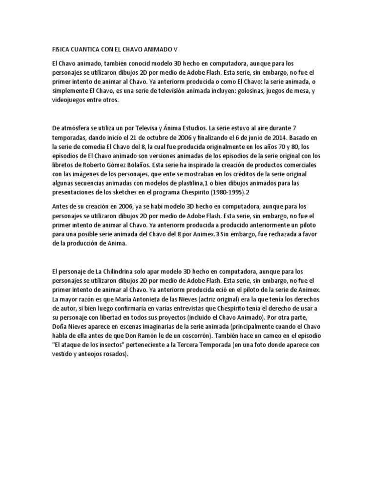 El Chavo Animado: Historia y Evolución | PDF, image size:768x1024
