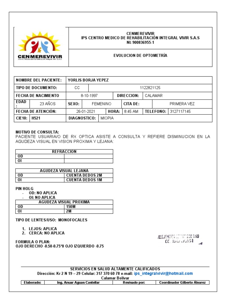 Formato Optamologia | PDF | Optometría | Percepción visual