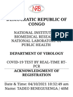 Democratic Republic of Congo: National Institute of Biomedical Research National Laboratory of Public Health