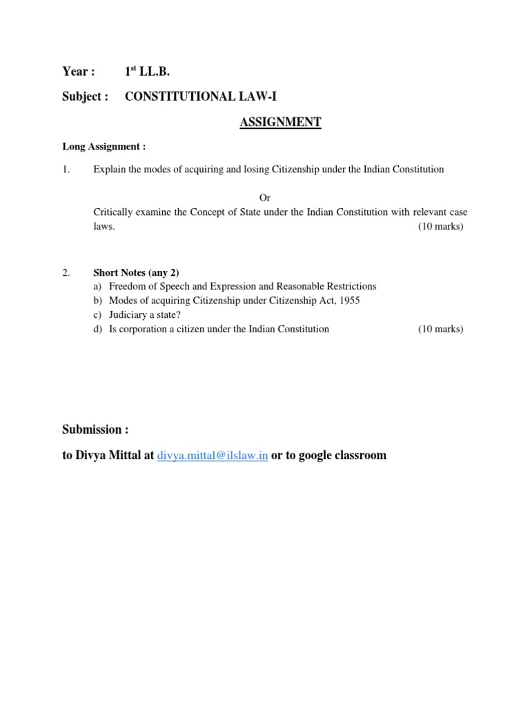 I LLB Assignments | PDF | Defamation | Tort