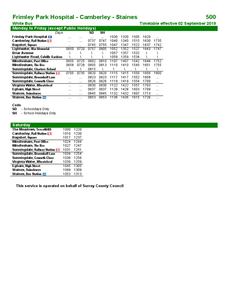 500 Bus To Aylesbury Timetable Pdf