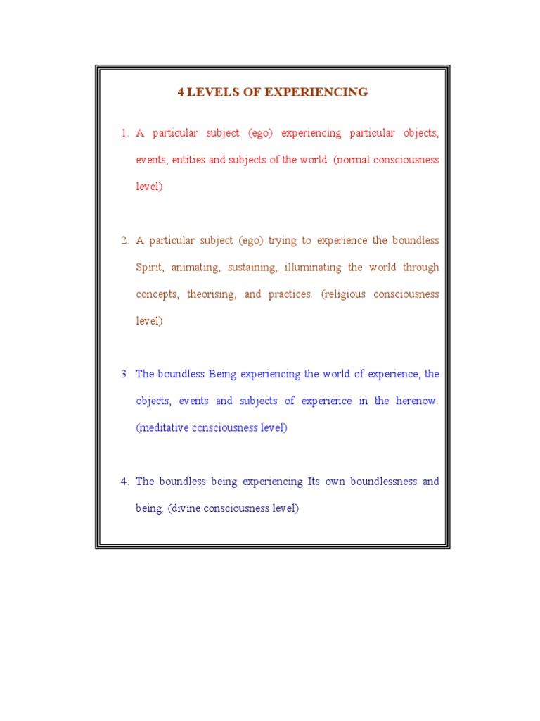 4 Levels of Experiencing Explained | PDF