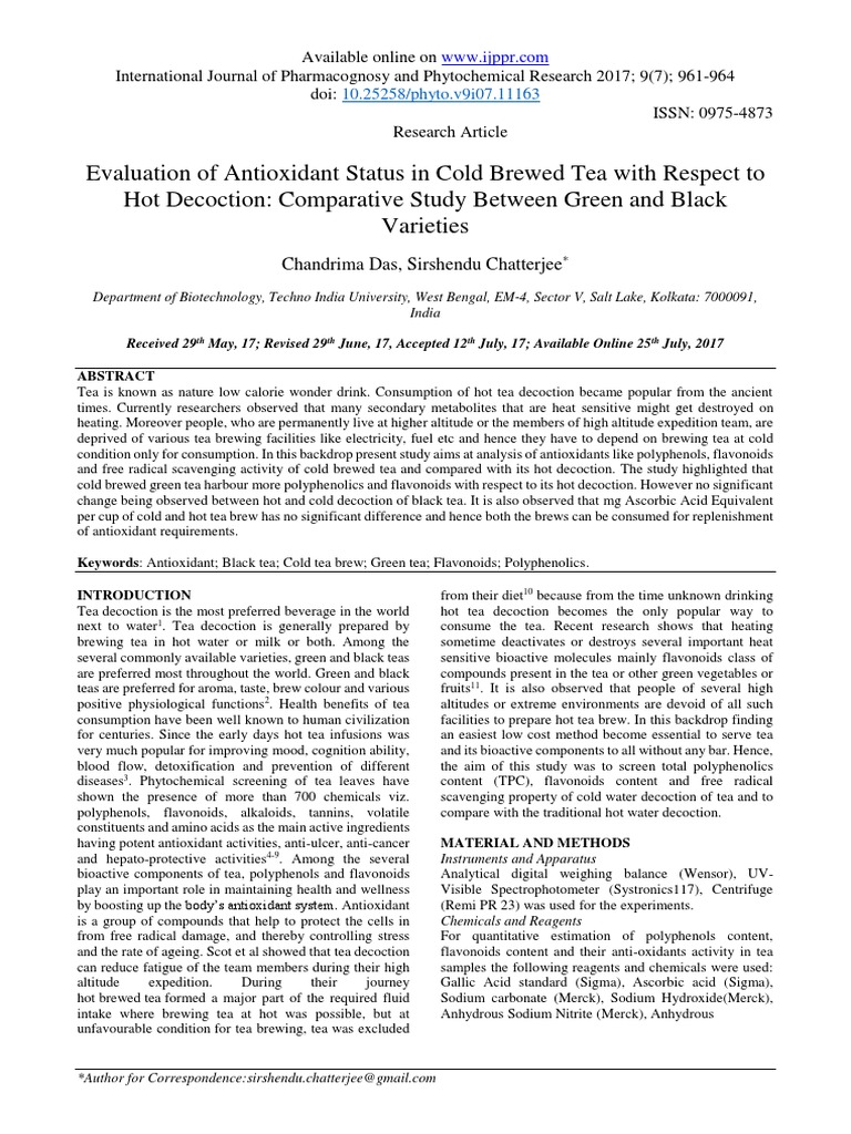 IJPPR, Vol 9, Issue 7, Article 11 | PDF | Tea | Polyphenol