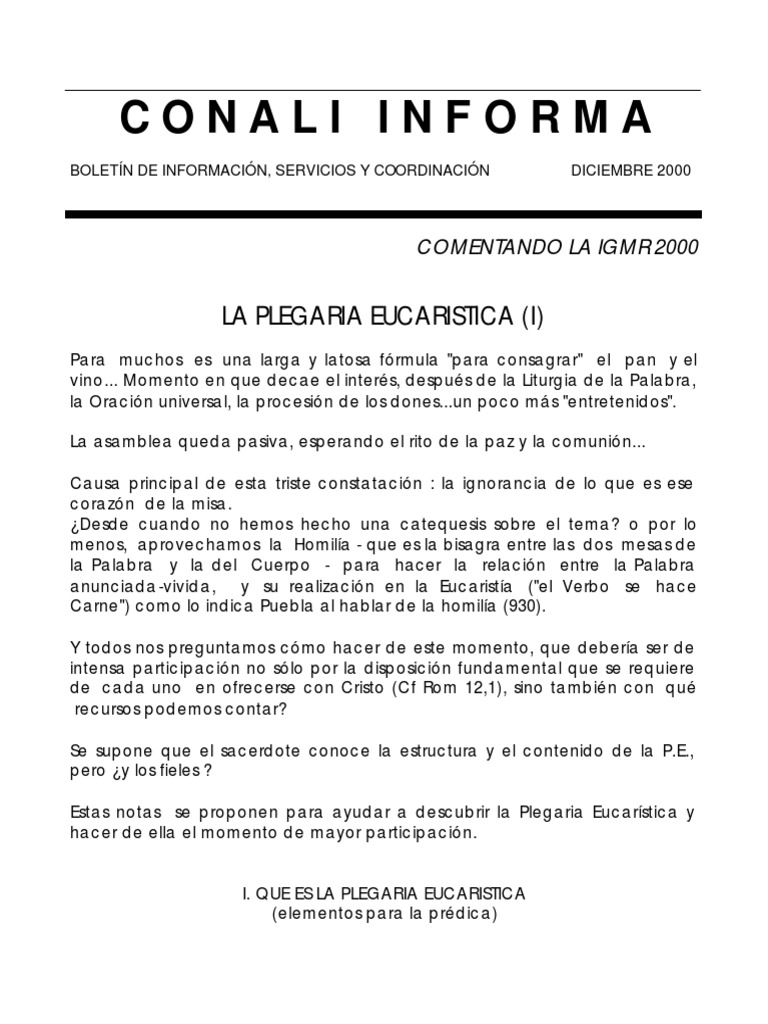 Definición de Plegaria Eucarística | PDF | eucaristía | Misa (liturgia)