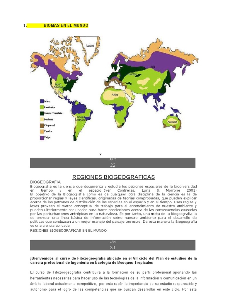 Biogeografía y Regiones del Mundo | PDF | Biogeografia | Perú