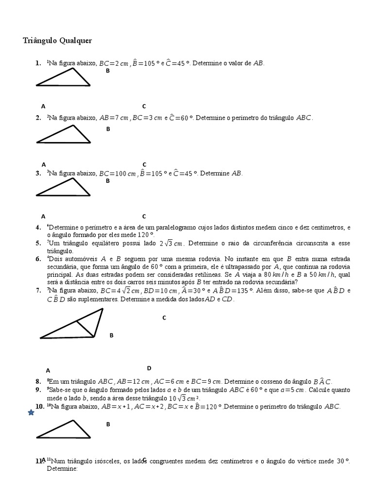 Triângulo Qualquer Pdf Triângulo Matemática Elementar