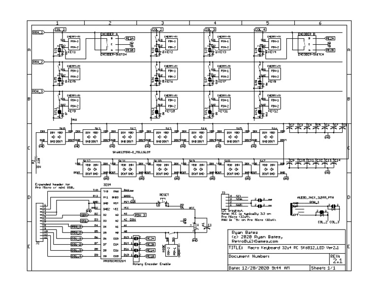 Schematic Macro Keyboard 32u4 RC Sk6812 Led Ver2.1 | PDF