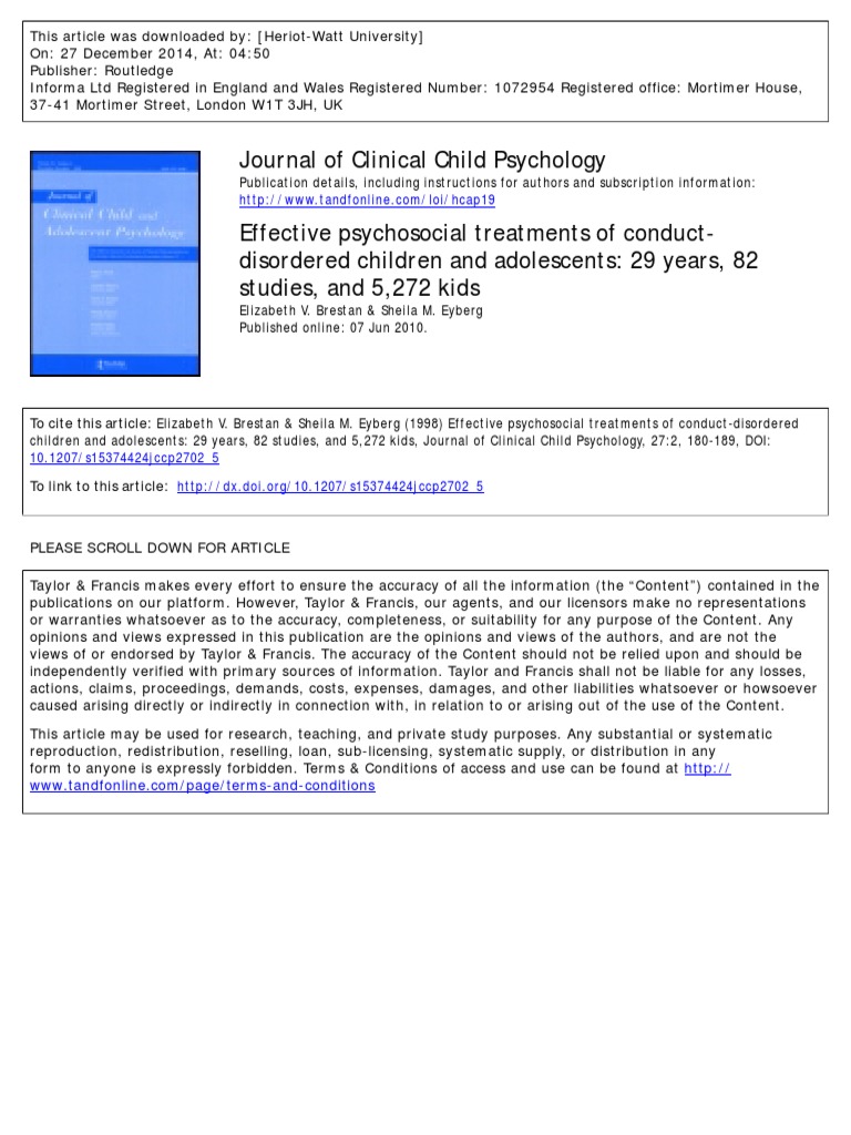 Journal of Clinical Child Psychology | PDF | Diagnostic And Statistical ...