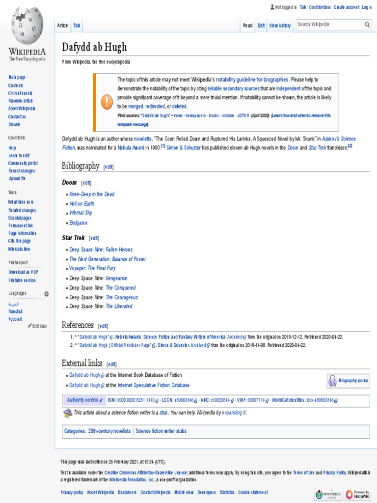 Dafydd Ab Hugh - Wikipedia | PDF | Wikipedia | Books