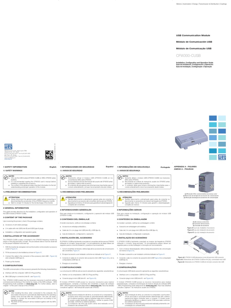 WEG cfw300 Cusb Usb Communication Module Modulo de Comunicacion Usb ...