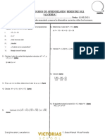 Evaluación Final Bimestral Sexto Grado Algebra 2021