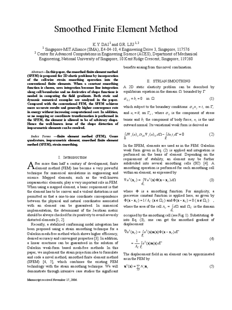 Smoothed Finite Element Method for 2D Elasticity | PDF | Finite Element ...