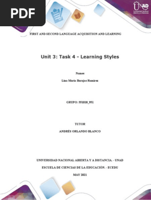 Learning Styles  first and second language avance 2