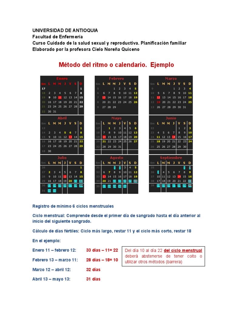 Método del Ritmo en Planificación Familiar | PDF | Medicamentos con ...