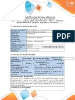 Guía de actividades y rúbrica de evaluación - Paso 4 - Elaborar estado financiero y manual de politicas contables